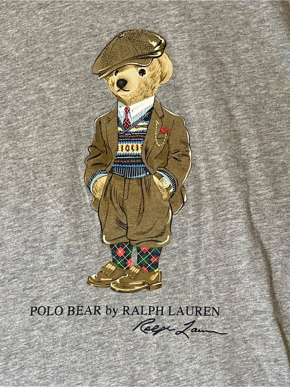 POLO RALPH LAUREN Men's Polo Bear Jersey Hooded T-Shirt L/S Gray Size small